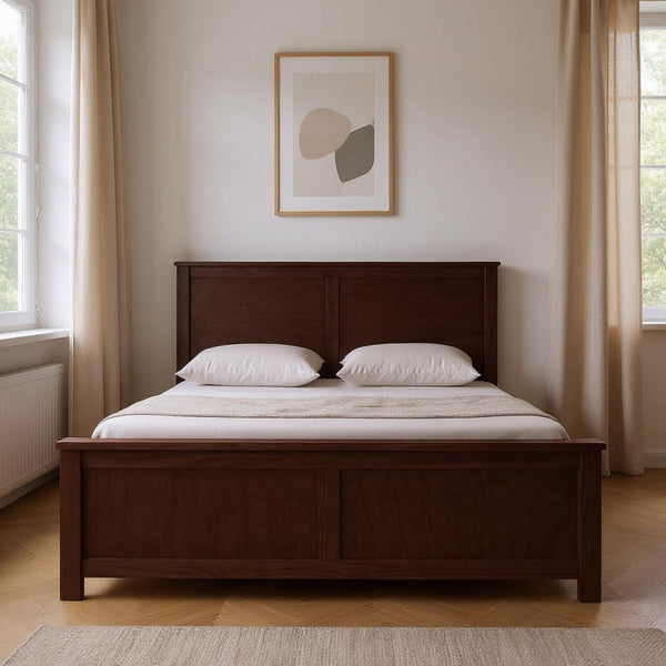 HomeRoots Brown Solid Wood Bed Frame - Modern Design with Durable Pine, 12 Slats, Under-Bed Storage, 800 lb Capacity Espresso King 523667