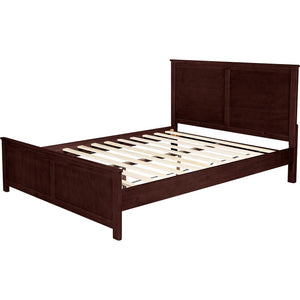 HomeRoots Brown Solid Wood Bed Frame - Modern Design with Durable Pine, 12 Slats, Under-Bed Storage, 800 lb Capacity Espresso King 523667