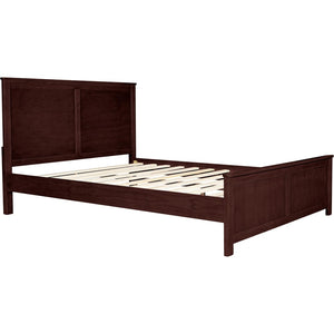 HomeRoots Brown Solid Wood Bed Frame - Modern Design with Durable Pine, 12 Slats, Under-Bed Storage, 800 lb Capacity Espresso King 523667