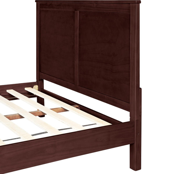 HomeRoots Brown Solid Wood Bed Frame - Modern Design with Durable Pine, 12 Slats, Under-Bed Storage, 800 lb Capacity Espresso King 523667