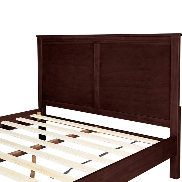 HomeRoots Brown Solid Wood Bed Frame - Modern Design with Durable Pine, 12 Slats, Under-Bed Storage, 800 lb Capacity Espresso King 523667