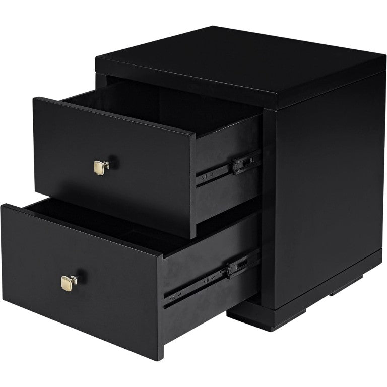 HomeRoots Three Piece Solid Wood Bedroom Furniture Collection in Bold Matte Black Finish 523668