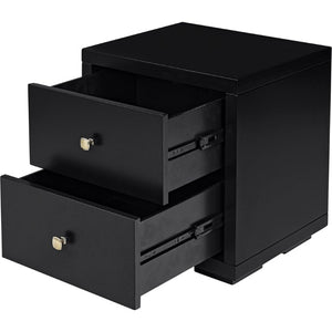 Three Piece Solid Wood Bedroom Furniture Collection in Bold Matte Black Finish