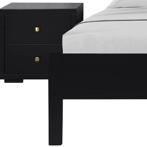 Three Piece Solid Wood Bedroom Furniture Collection in Bold Matte Black Finish