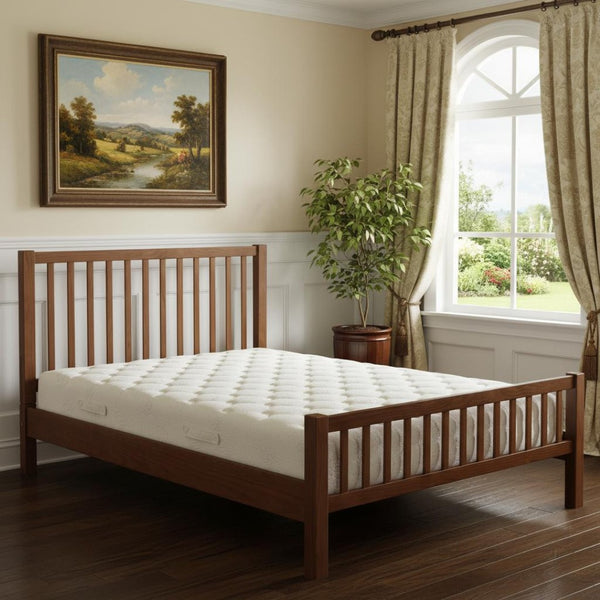 HomeRoots Brown Slat Back Solid Wood Queen Bed Frame with Storage Drawers – Rustic Design & Durable Craftsmanship 523684