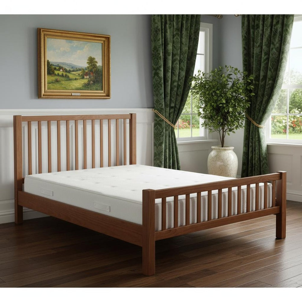 HomeRoots Brown Slat Back Solid Wood Queen Bed Frame with Storage Drawers – Rustic Design & Durable Craftsmanship 523684
