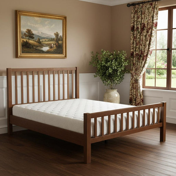 HomeRoots Brown Slat Back King Bed Frame - Solid Pine with Integrated Drawers for Stylish Storage & Comfort 523685