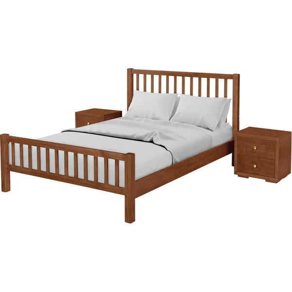 HomeRoots Brown Slat Back King Bed Frame - Solid Pine with Integrated Drawers for Stylish Storage & Comfort 523685
