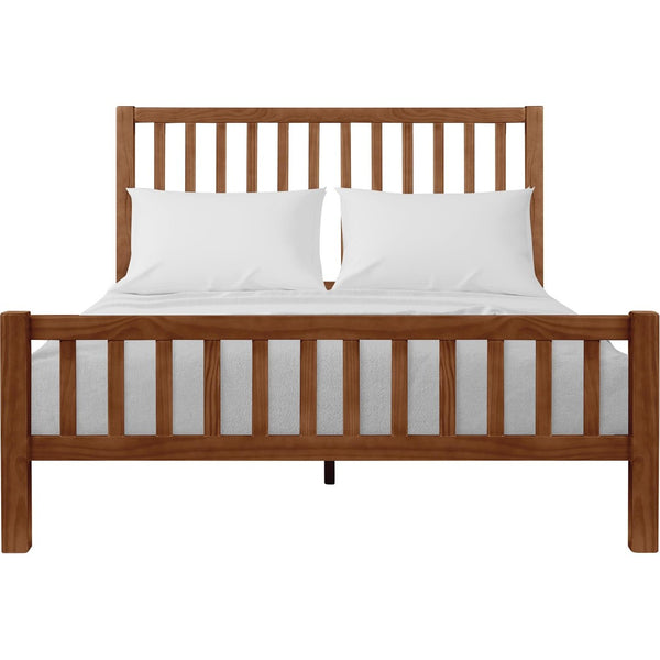 HomeRoots Brown Slat Back King Bed Frame - Solid Pine with Integrated Drawers for Stylish Storage & Comfort 523685