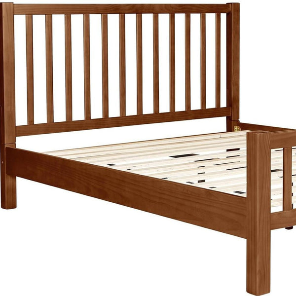 HomeRoots Brown Slat Back King Bed Frame - Solid Pine with Integrated Drawers for Stylish Storage & Comfort 523685