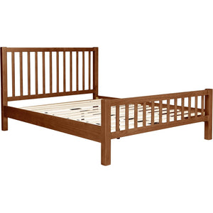 HomeRoots Brown Slat Back King Bed Frame - Solid Pine with Integrated Drawers for Stylish Storage & Comfort 523685