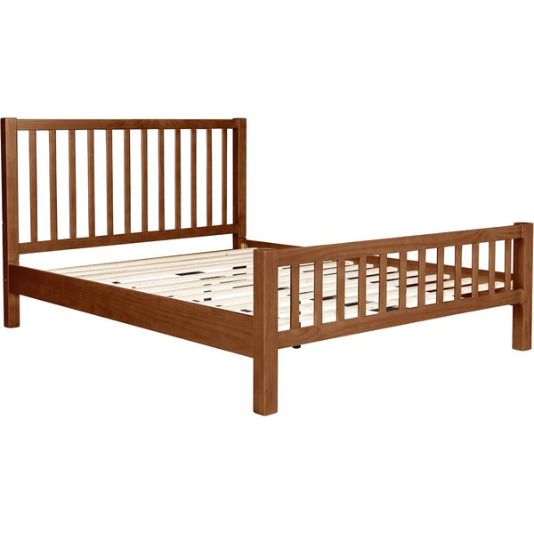 HomeRoots Brown Slat Back King Bed Frame - Solid Pine with Integrated Drawers for Stylish Storage & Comfort 523685