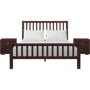 HomeRoots Brown Solid Wood Queen Bed Frame with Slat-Back Design & Storage Drawers for Stylish Bedrooms 523690
