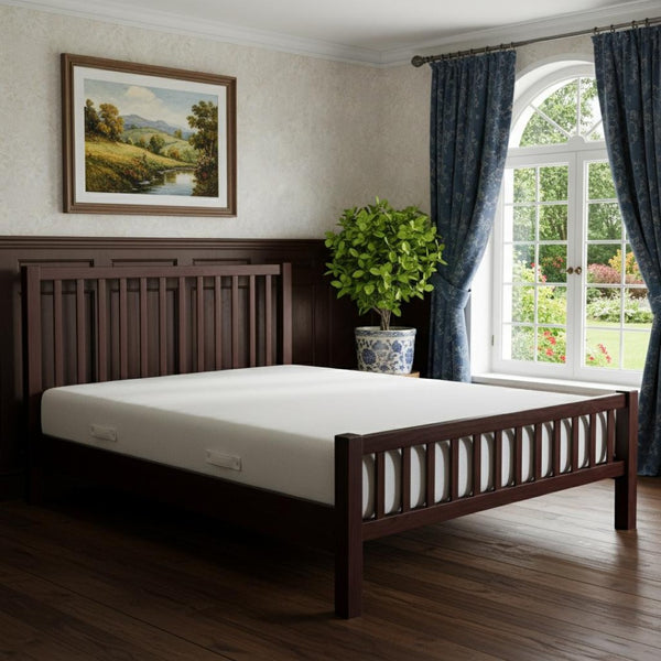 HomeRoots Brown Solid Wood Queen Bed Frame with Slat-Back Design & Storage Drawers for Stylish Bedrooms 523690