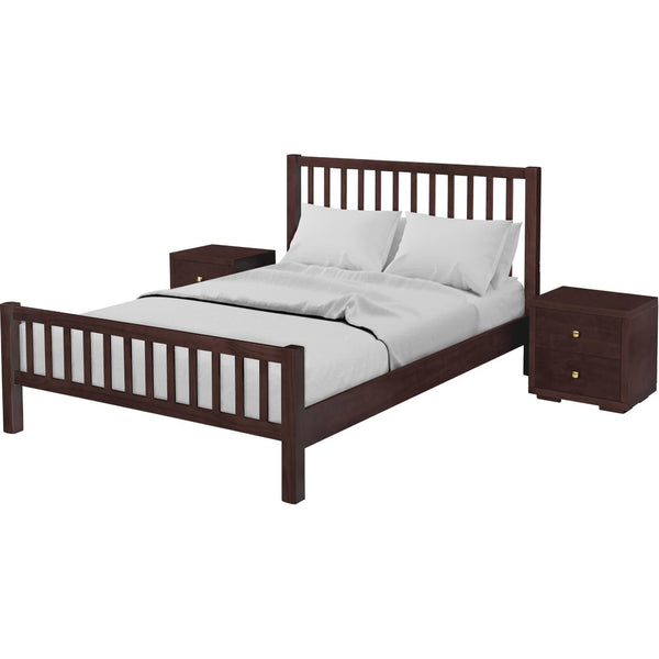HomeRoots Brown Solid Wood Queen Bed Frame with Slat-Back Design & Storage Drawers for Stylish Bedrooms 523690