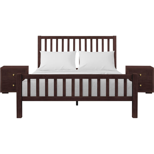 HomeRoots Brown Slat Back Solid Wood King Bed Frame with Storage Drawers for Elegant Bedroom Organization 523691