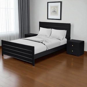 Three Piece Solid Wood Bedroom Furniture Set in Bold Black for Modern Homes