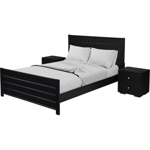 Three Piece Solid Wood Bedroom Furniture Set in Bold Black for Modern Homes