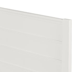 HomeRoots White Shiplap Texture Solid Wood King Bed Frame with Integrated Storage Drawers & Timeless Design 523695