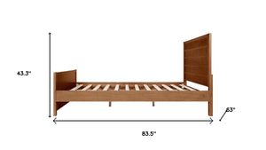 HomeRoots Brown Shiplap Queen Bed Frame with Drawers - Rustic Solid Pine Wood Design for Cozy Bedrooms 523696