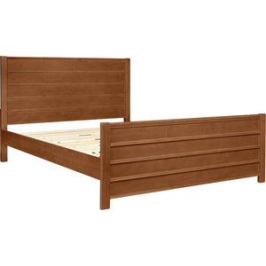 HomeRoots Brown Shiplap Queen Bed Frame with Drawers - Rustic Solid Pine Wood Design for Cozy Bedrooms 523696