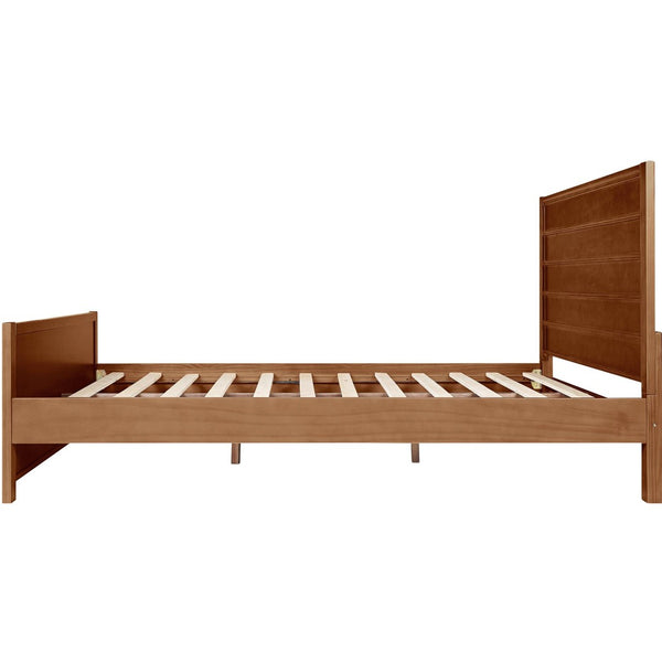 HomeRoots Brown Shiplap Queen Bed Frame with Drawers - Rustic Solid Pine Wood Design for Cozy Bedrooms 523696