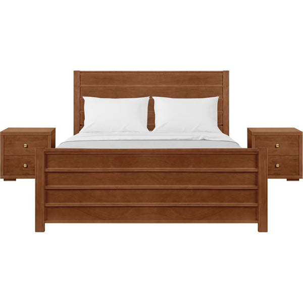 HomeRoots Brown Shiplap Texture King Bed Frame with Built-In Drawers - Rustic Solid Pine for Cozy Comfort 523697