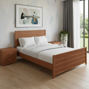 HomeRoots Brown Shiplap Texture King Bed Frame with Built-In Drawers - Rustic Solid Pine for Cozy Comfort 523697