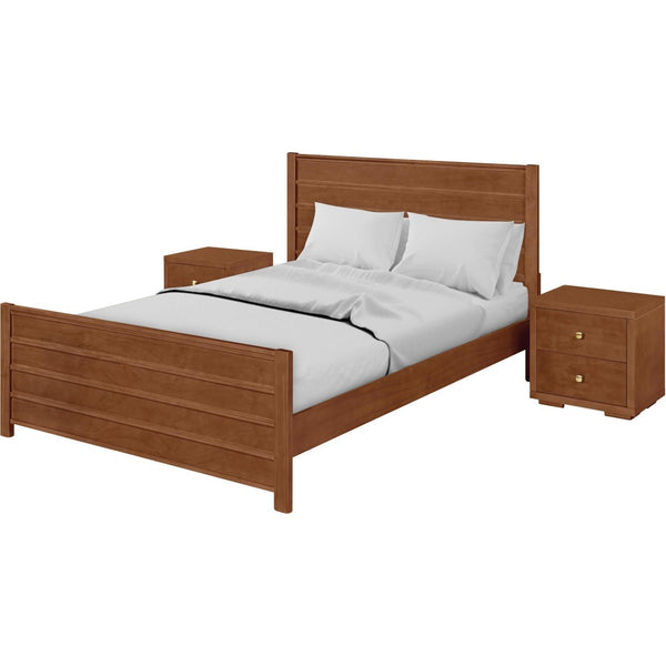 HomeRoots Brown Shiplap Texture King Bed Frame with Built-In Drawers - Rustic Solid Pine for Cozy Comfort 523697