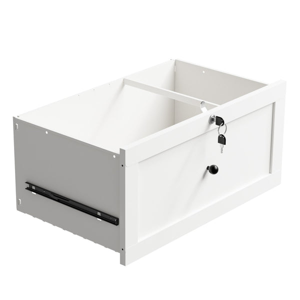 English Elm 28"h White Steel Rolling File Cabinet Locking Drawers Quiet Slides Home Office T2398P465996