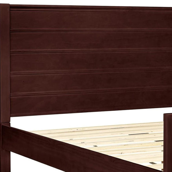 HomeRoots Brown Shiplap Texture Queen Bed Frame - Solid Pine Wood with Drawers for Rustic Bedroom Charm 523702