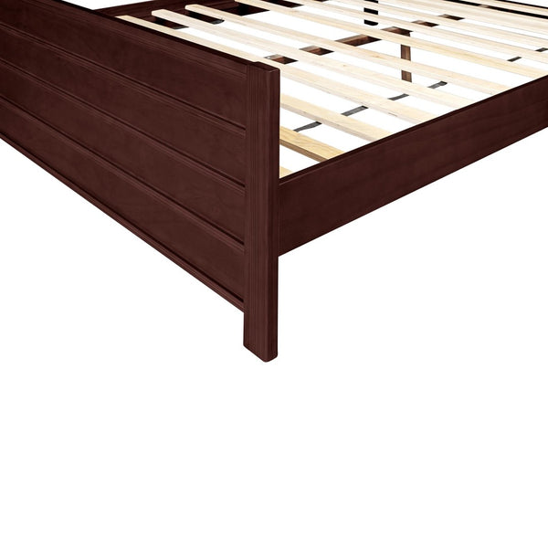 HomeRoots Brown Shiplap Texture Queen Bed Frame - Solid Pine Wood with Drawers for Rustic Bedroom Charm 523702