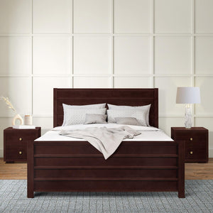 HomeRoots Brown Shiplap Textured King Bed Frame with Drawers - Rustic Solid Pine Design for Storage & Style 523703