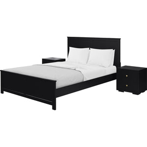 HomeRoots Black Solid Pine Wood Queen Bed Frame with Storage Drawers & Supportive Slats for Ultimate Comfort 523704