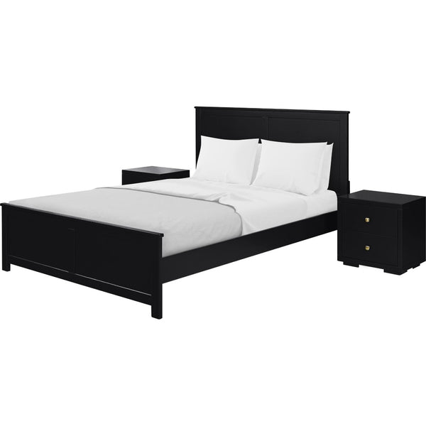 HomeRoots Black Solid Pine Wood Queen Bed Frame with Storage Drawers & Supportive Slats for Ultimate Comfort 523704