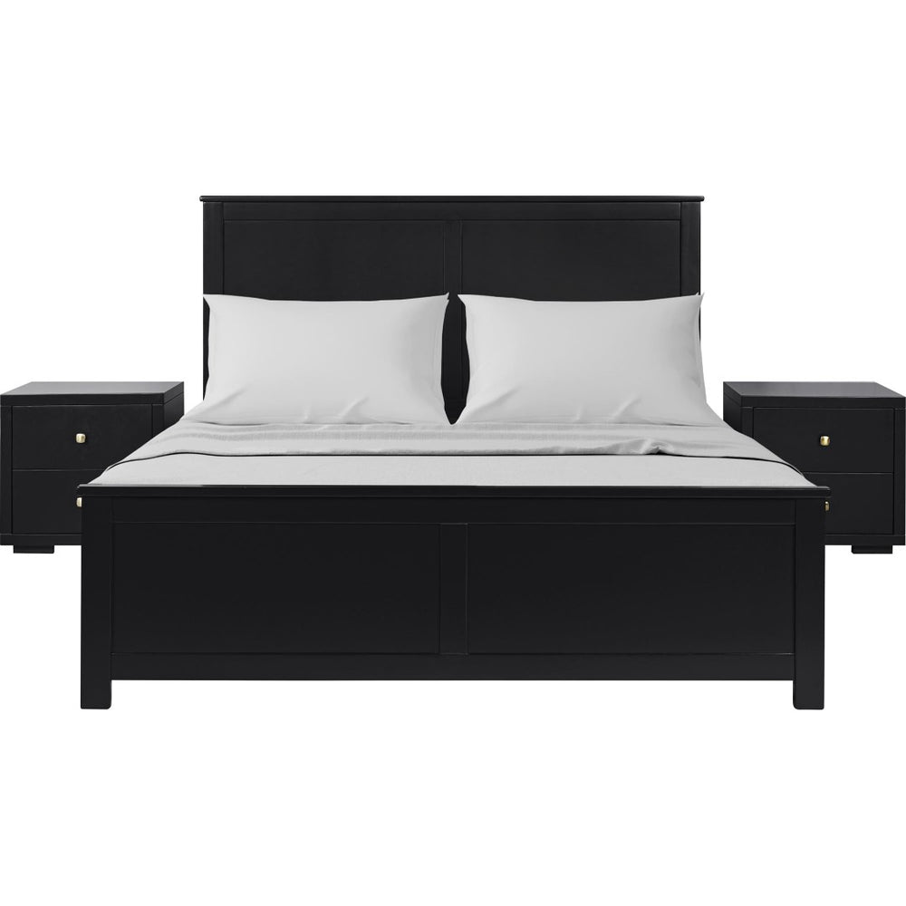 HomeRoots Black Solid Wood King Bed Frame with Smart Storage Drawers - Timeless Design & Sturdy Support 523705