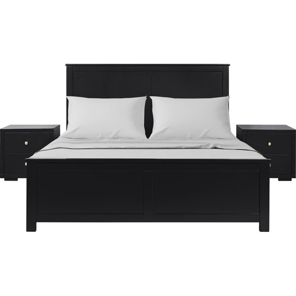 HomeRoots Black Solid Wood King Bed Frame with Smart Storage Drawers - Timeless Design & Sturdy Support 523705
