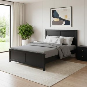 HomeRoots Black Solid Wood King Bed Frame with Smart Storage Drawers - Timeless Design & Sturdy Support 523705