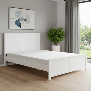 HomeRoots White Solid Wood Queen Bed Frame with Under-Bed Drawers for Stylish Storage and Comfort Solution 523706