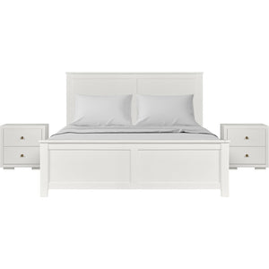 HomeRoots White Solid Wood King Bed Frame with Storage Drawers - Elegant Design, Durable Pine Construction 523707