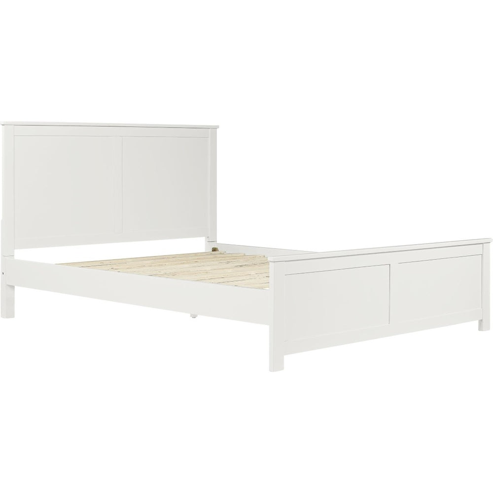 HomeRoots White Solid Wood King Bed Frame with Storage Drawers - Elegant Design, Durable Pine Construction 523707