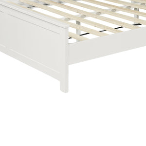 HomeRoots White Solid Wood King Bed Frame with Storage Drawers - Elegant Design, Durable Pine Construction 523707