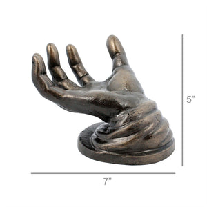 Homeroots 5" Black Cast Iron Hand Tabletop Sculpture - Unique Decorative Accent For Home Or Office Display  Cast Iron 523799