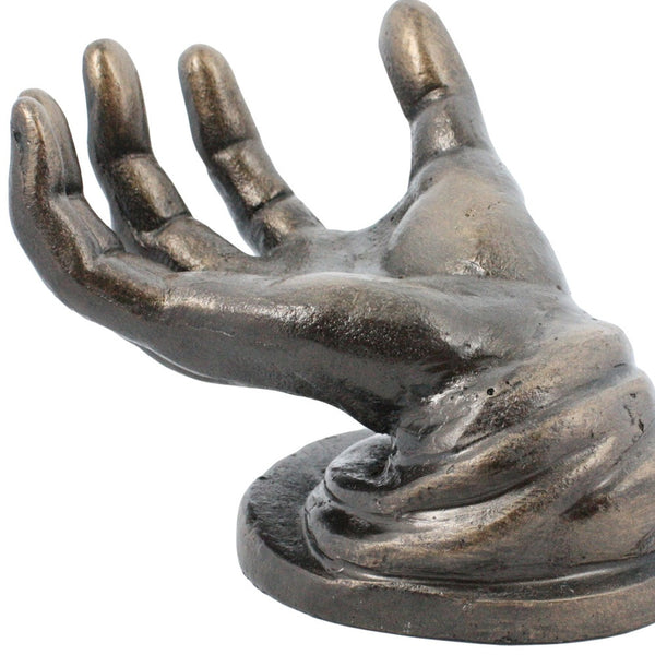 Homeroots 5" Black Cast Iron Hand Tabletop Sculpture - Unique Decorative Accent For Home Or Office Display  Cast Iron 523799