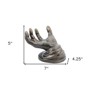 Homeroots 5" Black Cast Iron Hand Tabletop Sculpture - Unique Decorative Accent For Home Or Office Display  Cast Iron 523799