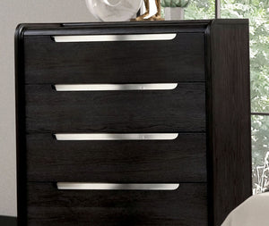 English Elm Modern Sleek 5-Drawer Chest with Gold Square Pulls and Metal Bracket Legs for Luxe Bedroom Storage Black 43 L x 22 W x 55 H B2741P370878
