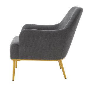 English Elm Modern Chenille Armchair with Curved Back Gold Legs Plush Accent Seat for Any Room Dark Gray N763P360684R