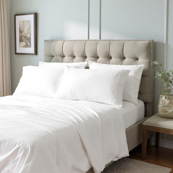 HomeRoots Six-Piece White Tencel Lyocell King Sheet Set - Luxuriously Soft, Breathable & Wrinkle-Resistant Bedding 523869