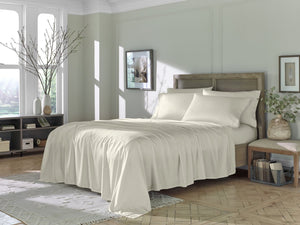 HomeRoots Six Piece Ivory Tencel Lyocell King Sheet Set - Luxuriously Soft, Breathable, and Easy Care for Sleep Bliss 523870