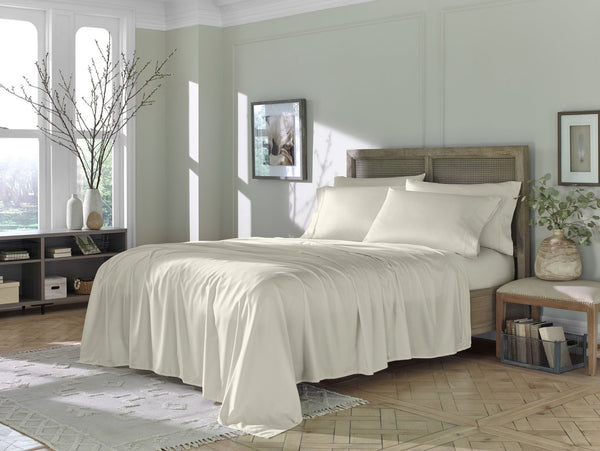 HomeRoots Six Piece Ivory Tencel Lyocell King Sheet Set - Luxuriously Soft, Breathable, and Easy Care for Sleep Bliss 523870